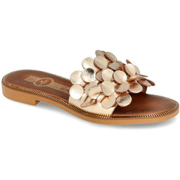 Klasyczne klapki ze skóry - LEMAR 40381 ZŁOTE