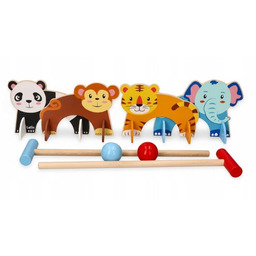 DREWNIANY KROKIET DLA DZIECI ZE ZWIERZĄTKAMI ZESTAW