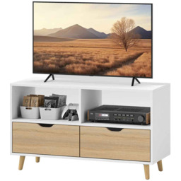 Stojak pod TV Homcom 99x39x58,3cm, biały/jasnobrązowy