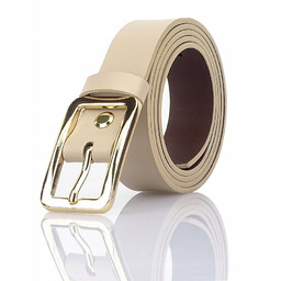 klamra zlota PASEK damski wąski BEZOWY Gracio