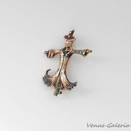 Broszka srebrna- Strach na wróble mały brąz