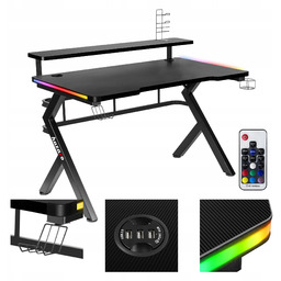 Biurko Gamingowe Huzaro Czarne Rgb Led dla Gracza