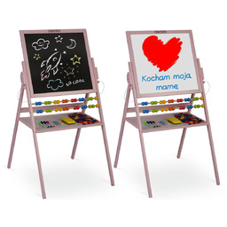 Tablica magnetyczna dla dzieci obrotowa kredowa , różowa,