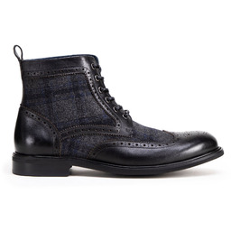 Męskie trzewiki skórzane z perforacjami czarne