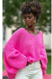 Sweter z wełną w kolorze różowym F1256, Kolor