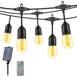 Ogrodowa Girlanda Solarna Lampki Solarne 15M 30+2X Żarówka