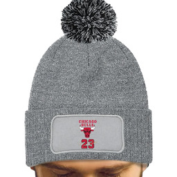 CZAPKA POMPON Szara Bawełna Dla Fana CHICAGO BULLS