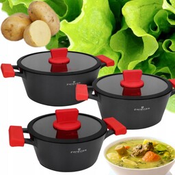 Zwieger Obsidian Zestaw 3 Garnków Czarne Aluminium