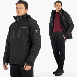 Kurtka Męska Ocieplana Softshell Zimowa Pianka Czarna Freestep