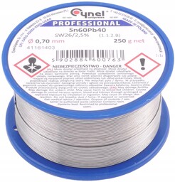 Cyna z kalafonią spoiwo lutownicze 250g 0,7mm Cynel