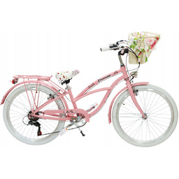 Piękny Aluminiowy Różowy rower 24 beach cruiser