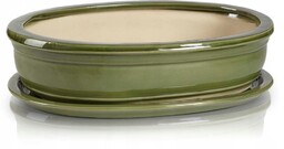 Ceramiczna Doniczka Do Bonsai 40x30x8cm Zielona