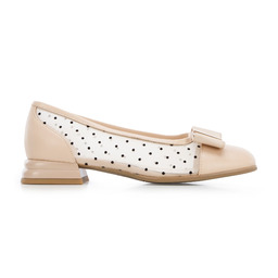 Czółenka transparentne z kokardą beżowe