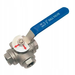 Zawór kulowy trójdrożny 1/2 stal nierdzewna Typ L