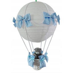 Lampa Latający Balon z misiem Niebieska W Kropki