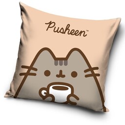 Poszewka dla dziecka 40x40 Kotek PUSHEEN filiżanka ecru