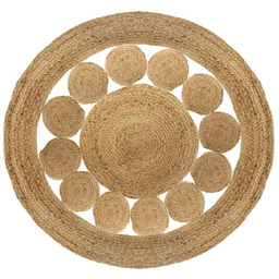 Dywan Jutowy okrągły 120cm Naturalny w stylu boho