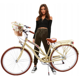 Piękny Kremowy Aluminiowy Rower Damski Beach Cruiser 28