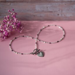 Pakamera AMOUR naszyjnik z kamieni - kwarc różowy,