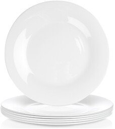 Talerze obiadowe płytkie szklane białe 25,5 cm 6