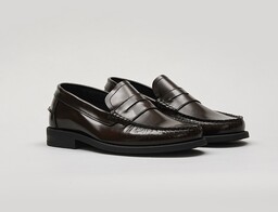 Pakamera Brązowe buty penny loafers skórzane f309