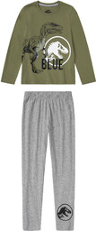 Piżama dziecięca z bawełną Wzór zielony/ szary Park