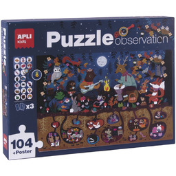 Apli kids, puzzle, Las, obserwacyjne, 104 el.