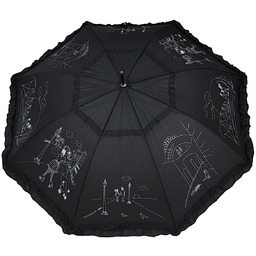 Parasol damski automat z falbanką - Paryżanka czarny