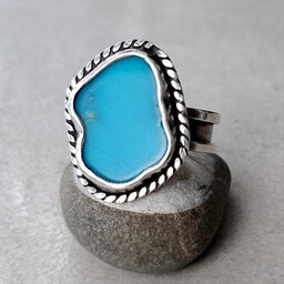 Pakamera Big blue srebrny pierścionek z naturalnym turkusem