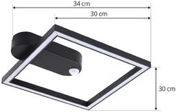 Plafon z czujnikiem ruchu Yulla Lindby, czarny, przedpokój,