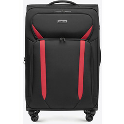 Duża walizka miękka dwukolorowa czarno - czerwona