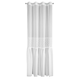 Eurofirany Firana 140x250 Lauri biała srebrna zdobiona kwiatowym