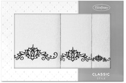 Komplet Ręczników 3szt. Liliana 380 Biały+Czarny