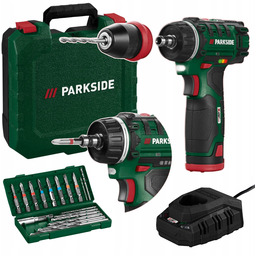 Wiertarko-wkrętarka akumulatorowa Parkside Pbsa 12 12V Aku +Walizka