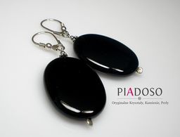 Onyks Piękne Kolczyki Srebro