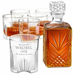Karafka kryształowa do whisky z 6 szklankami zestaw