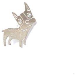 Broszka srebrna - Piesek Ginger biały