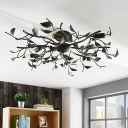 Lampa sufitowa Lindby Yos, 8-punktowa, 85 cm, czarno-miedziany,