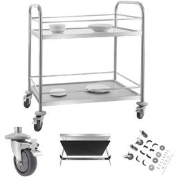 Wózek kelnerski ze stali nierdzewnej z relingami -