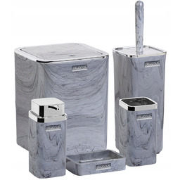 Komplet łazienkowy Marble 5 elementów szary marmur klasyczny