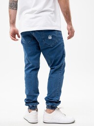 SPODNIE JEANSOWE JOGGER MĘSKIE JIGGA Ściągacz gumka Jasne