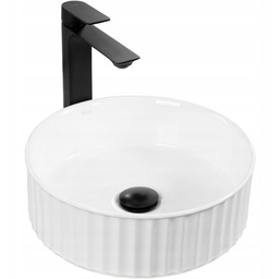 Umywalka Nablatowa Ryflowana Ceramiczna Okrągła Rea Charlotte Biała