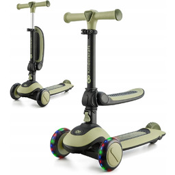 Kinderkraft 2w1 Halley rowerek hulajnoga Led Green