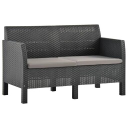 Emaga 2-osobowa sofa ogrodowa z poduszkami, antracytowa, rattan