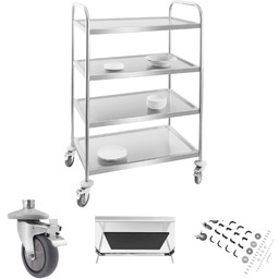 Wózek kelnerski ze stali nierdzewnej - 4 półki