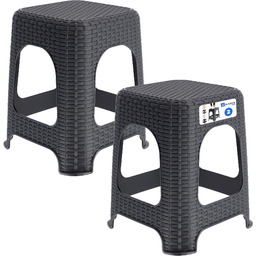 Taboret rattan 45 x 26 cm antracyt, 2