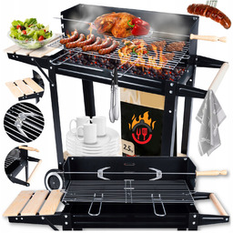 Grill Ogrodowy Duży Smart Rożen Półki na kółkach