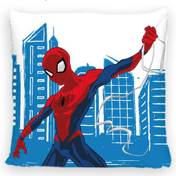 Carbotex Poszewka dekoracyjna 40x40 Spiderman niebieska biała welwetowa