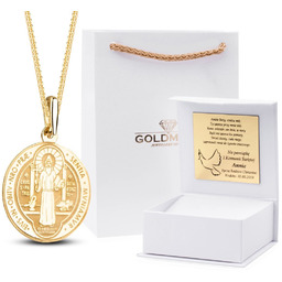 ZŁOTY KOMPLET GRUBY ŁAŃCUSZEK Z MEDALIKIEM BENEDYKTYŃSKIM 14KT