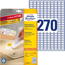 Usuwalne etykiety uniwersalne Avery Zweckform A4 30ark./op. 17,8